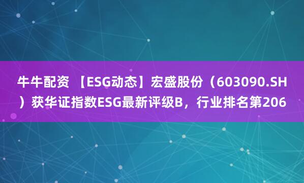牛牛配资 【ESG动态】宏盛股份（603090.SH）获华证指数ESG最新评级B，行业排名第206